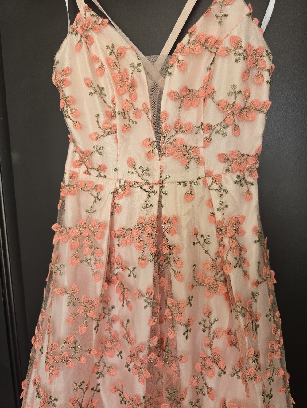 BCX Embroidered Floral Tulle Maxi Dress Pink Prom Formal Gown Size 1 $199 - Picture 7 of 13